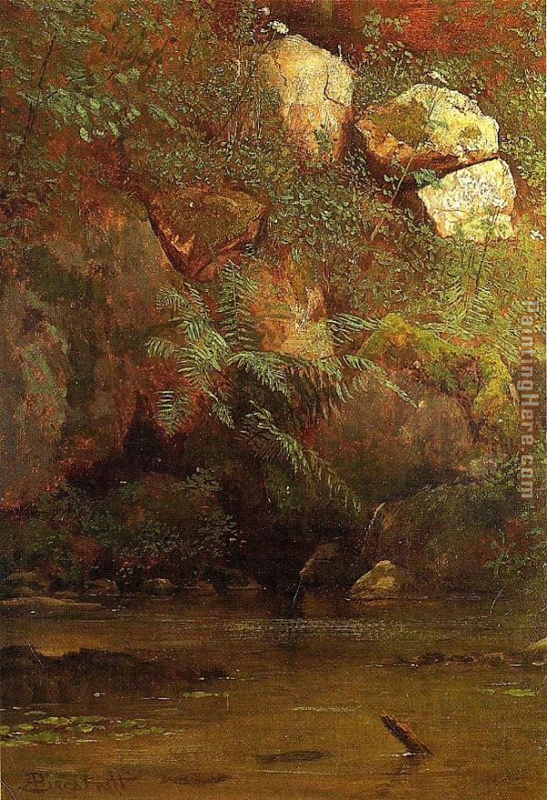 Ferns and Rocks on an Embankment painting - Albert Bierstadt Ferns and Rocks on an Embankment art painting